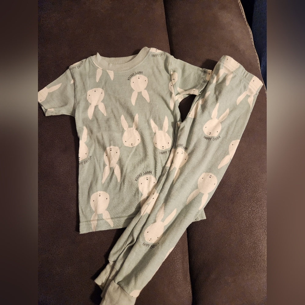 Carter's Easter Bunny Green and White Pajama Set